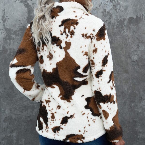 Cow Print Fleece Pullover Sweatshirt