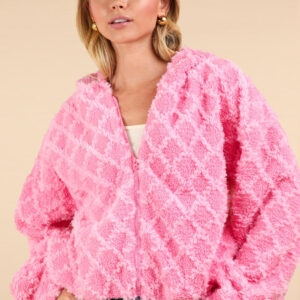 Oversized Fuzzy Textured Knit Hoodie Jacket – Fast Shipping & Low MOQ