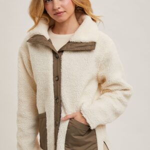 Custom Button Down Contrast Fleece Jacket