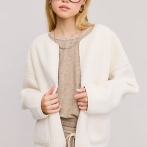 Wholesale Custom Shaggy Sherpa Zip Jacket for Women