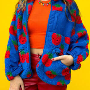 Wholesale Berry Blue Sherpa Jacket – Cute, Cozy & Custom-Ready