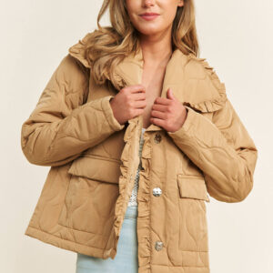 Custom Ruffle Quilted Jacket – Loose Fit Outerwear for Brands