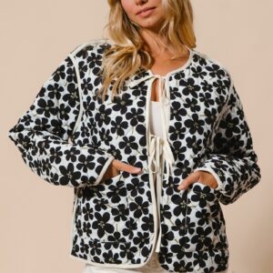 Wholesale Daisy Flower Quilted Outerwear with Front Tie – Custom Bulk Orders