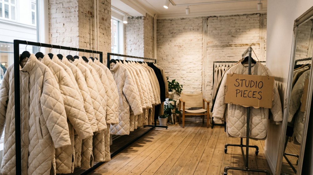 Copenhagen pop-up rack with Studio Pieces sign